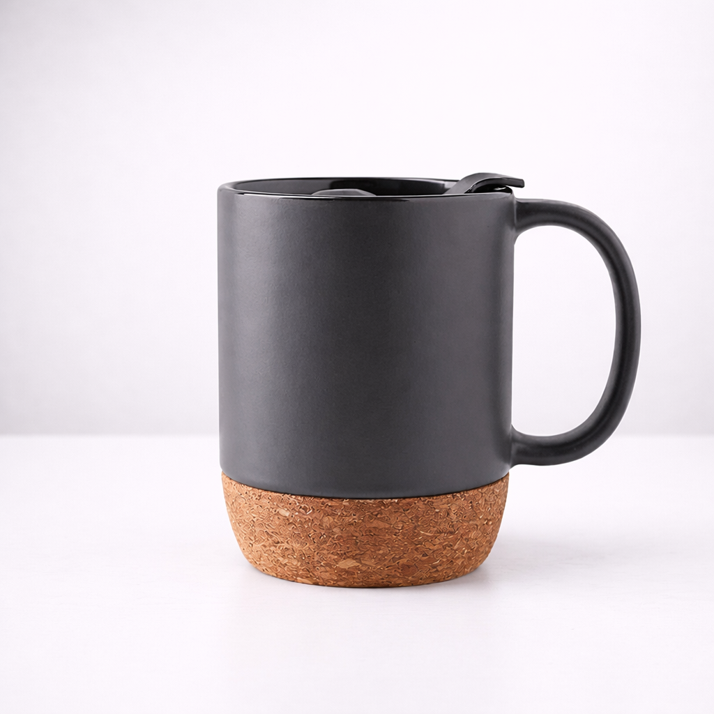 Black Mug with Cork Base