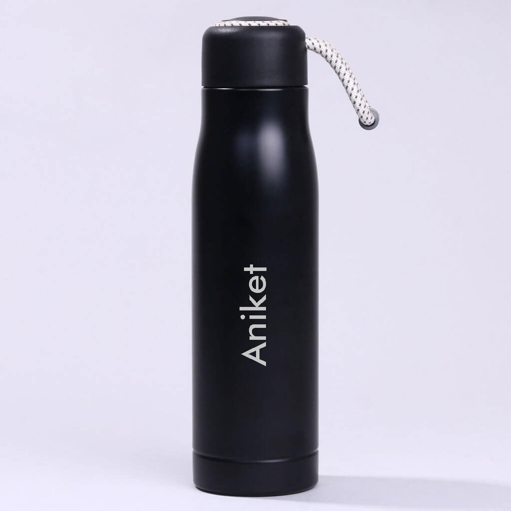 Black Insulated Bottle With Loop