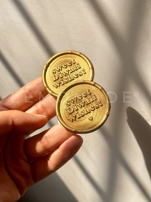 Pre-Designed Wax Buttons | Sweet Diwali Wishes | Gold